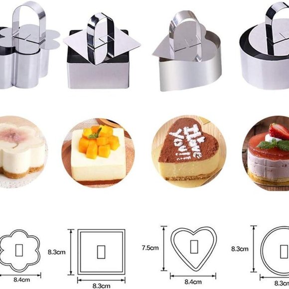 3D Cake Molds with Pusher Lifter Cooking Rings Set of 41 Pack (4 Styles) - Picture 2 of 15